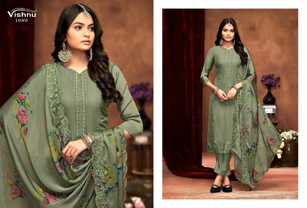 Vishnu Karamat Vol-6 Wholesale Silk Georgette With Swaroski Work Dress Material
