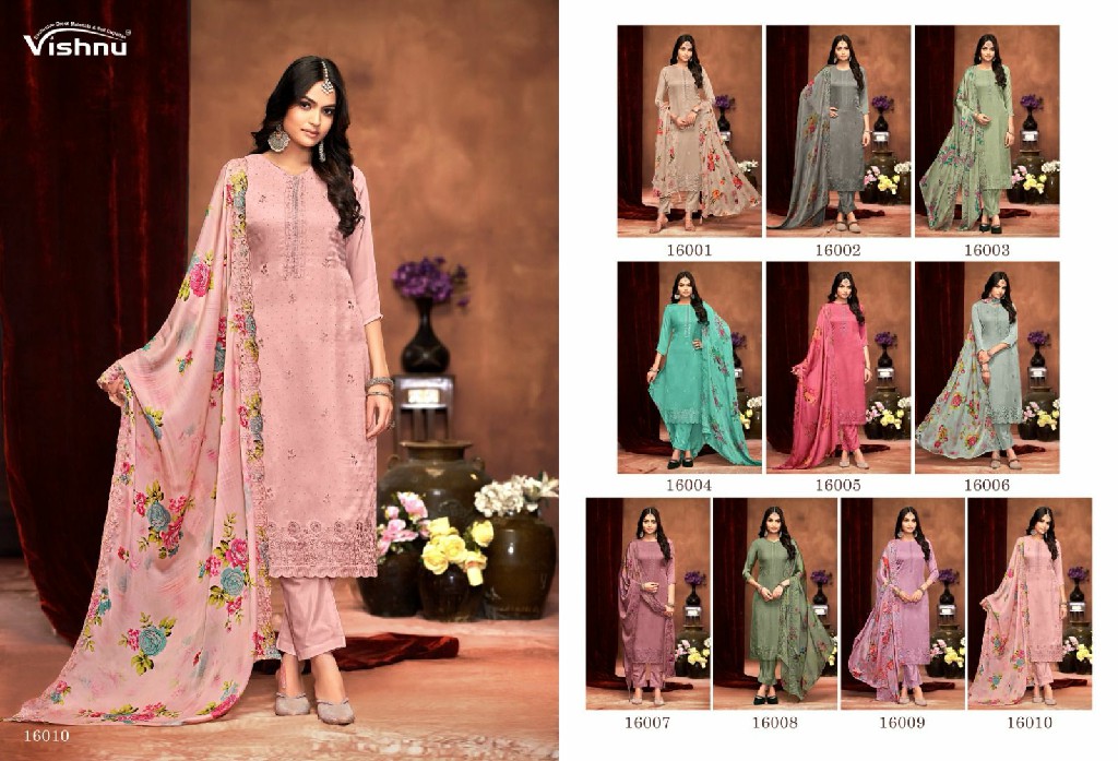 Vishnu Karamat Vol-6 Wholesale Silk Georgette With Swaroski Work Dress Material
