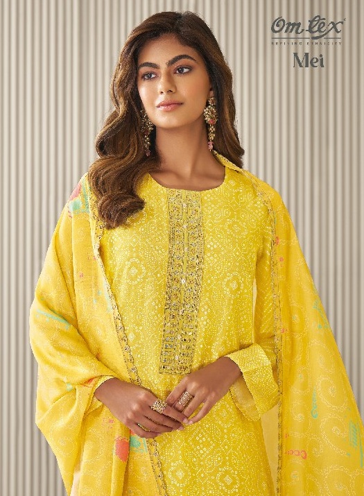 Omtex Mei Wholesale Daisy Silk With Embroidery Work Salwar Suits