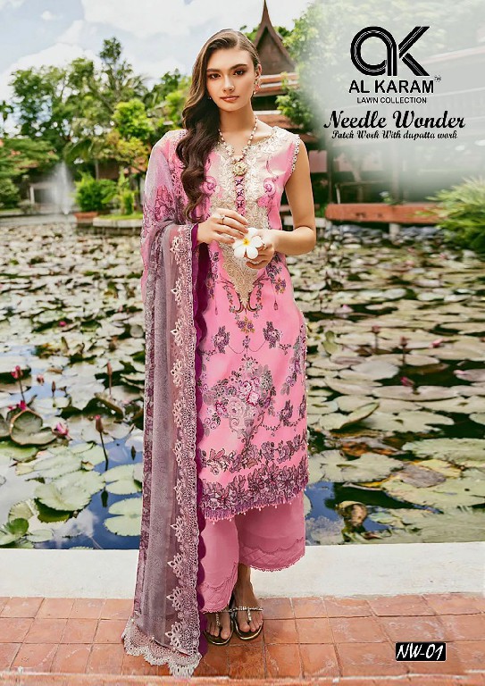 Al karam Needle Wonder Wholesale Patch Work With Dupatta Work Dress Material