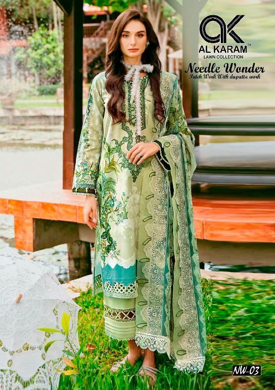 Al karam Needle Wonder Wholesale Patch Work With Dupatta Work Dress Material