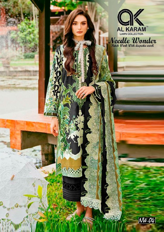 Al karam Needle Wonder Wholesale Patch Work With Dupatta Work Dress Material