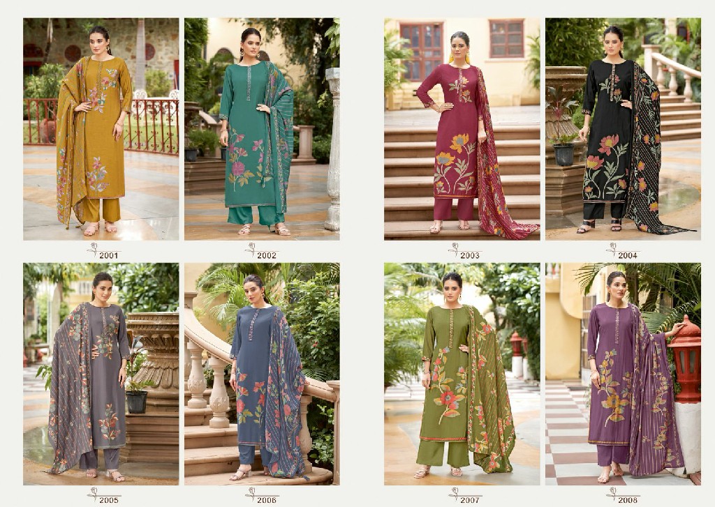 Salvi Shally Silk Vol-2 Wholesale Modal Silk With Embroidery Work Dress Material