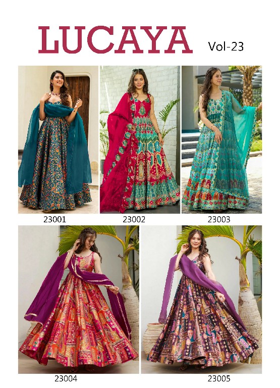 Lucaya Vol-23 Wholesale Fully Flared Ethnic Wear Gowns Catalog
