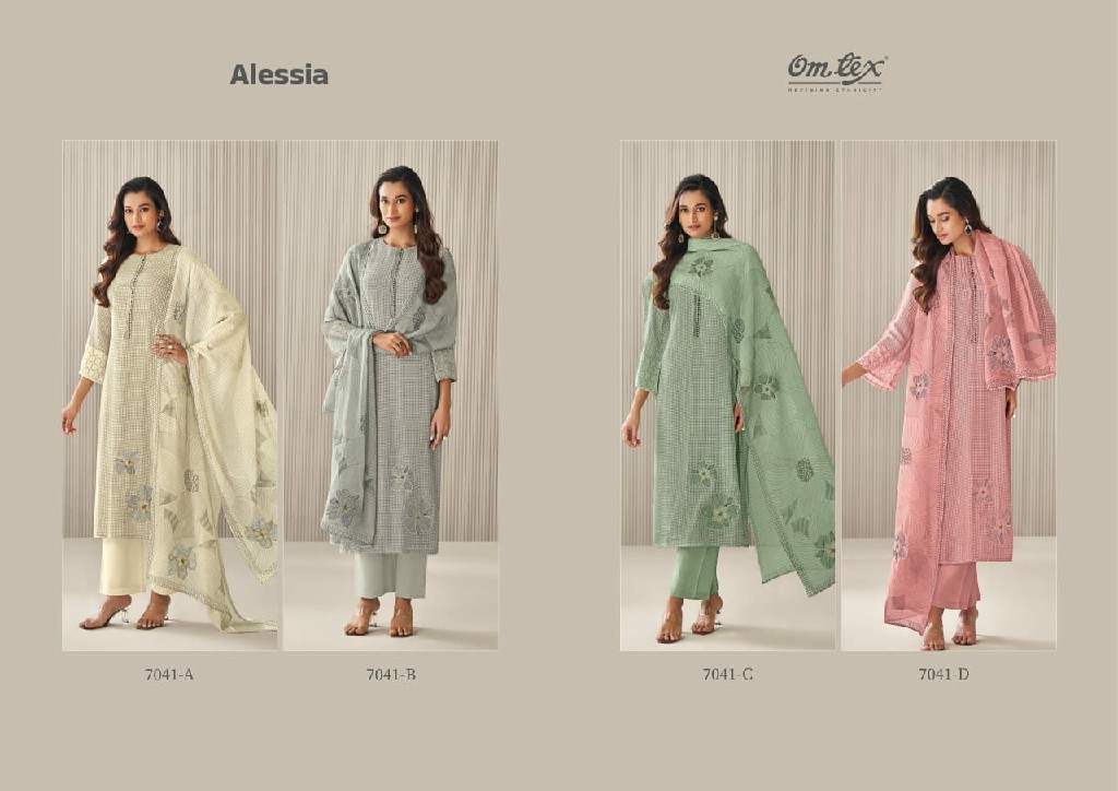Omtex Alessia Wholesale Daisy Silk With Embroidery Work Salwar Suits