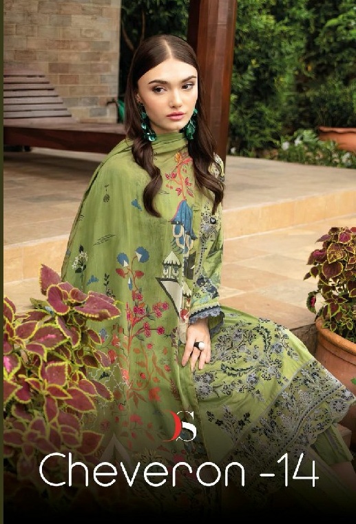 DEEPSY SUITS CHEVERON VOL 14 LATEST PURE COTTON WITH EMBROIDERY WORK PAKISTANI UNSTITCH SUIT