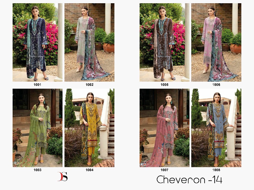 DEEPSY SUITS CHEVERON VOL 14 LATEST PURE COTTON WITH EMBROIDERY WORK PAKISTANI UNSTITCH SUIT