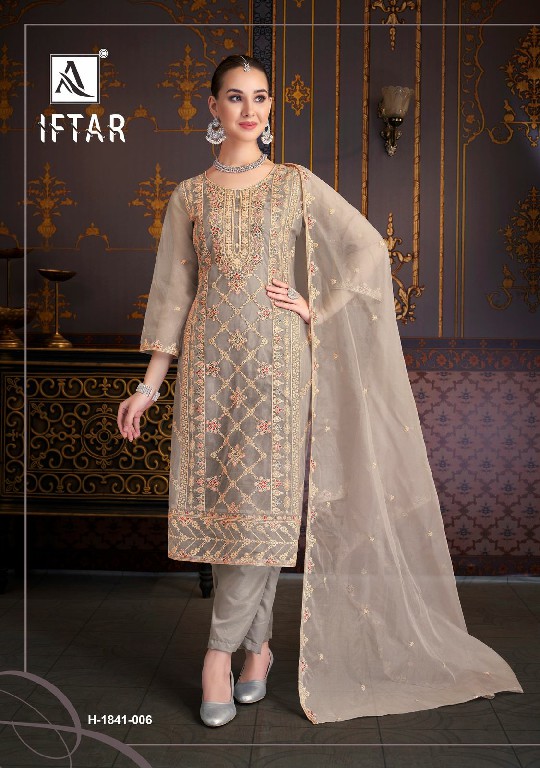 Alok Iftar Wholesale Heavy Organza Fancy Embroidery Work Dress Material