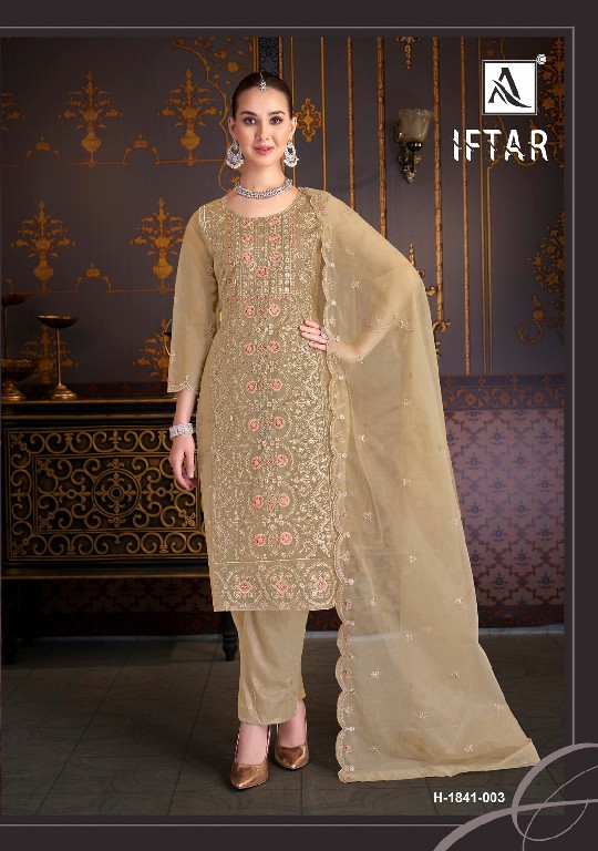 Alok Iftar Wholesale Heavy Organza Fancy Embroidery Work Dress Material