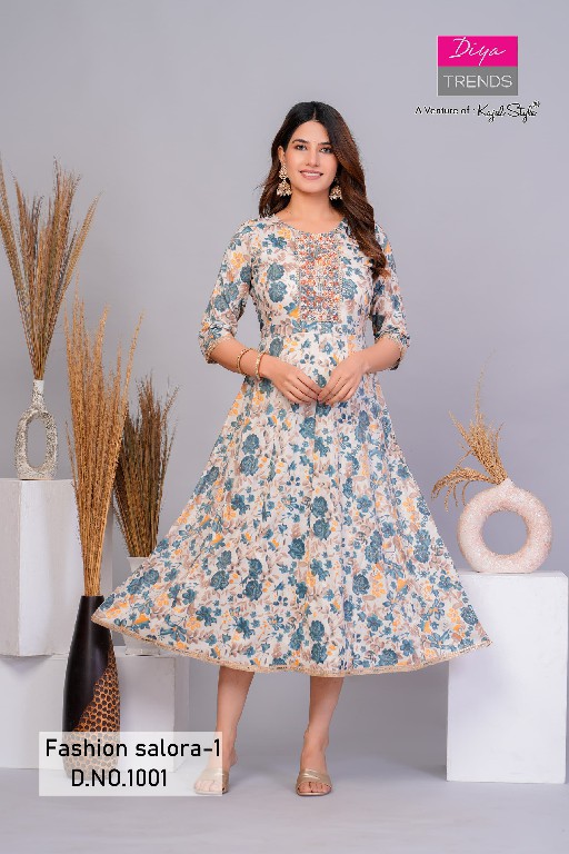 Diya Fashion Salora Vol-1 Wholesale Capsule Print With Kali Gowns Kurtis