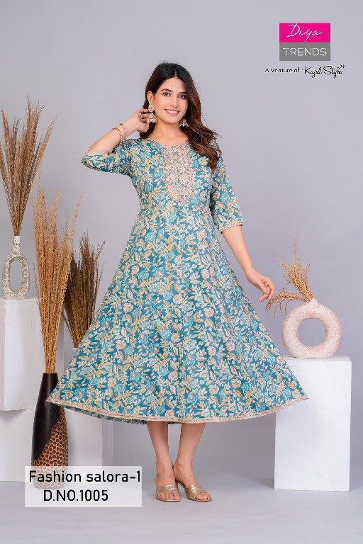 Diya Fashion Salora Vol-1 Wholesale Capsule Print With Kali Gowns Kurtis