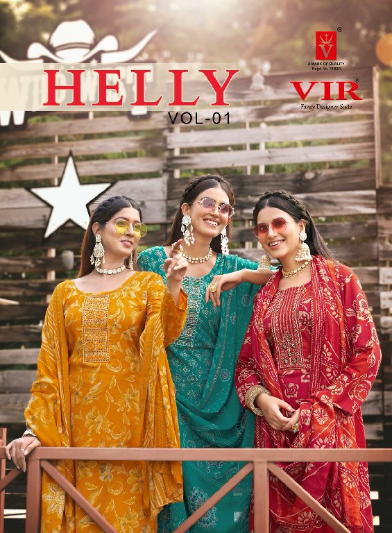 VIR Helly Vol-1 Wholesale Embroidery Tie Work Readymade Collection