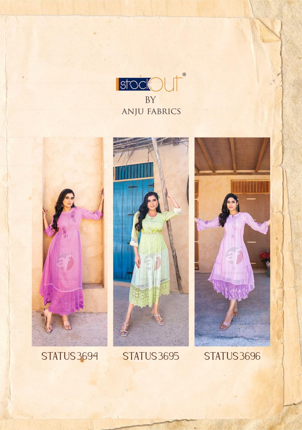 status vol 2 by anju fab kota checks fully stitch exclusive 3pcs dress