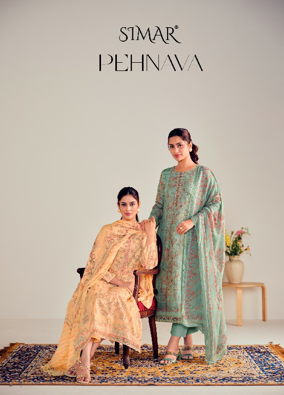Glossy Simar Pehnava Wholesale Pure Lawn Cotton With Work Salwar Suits