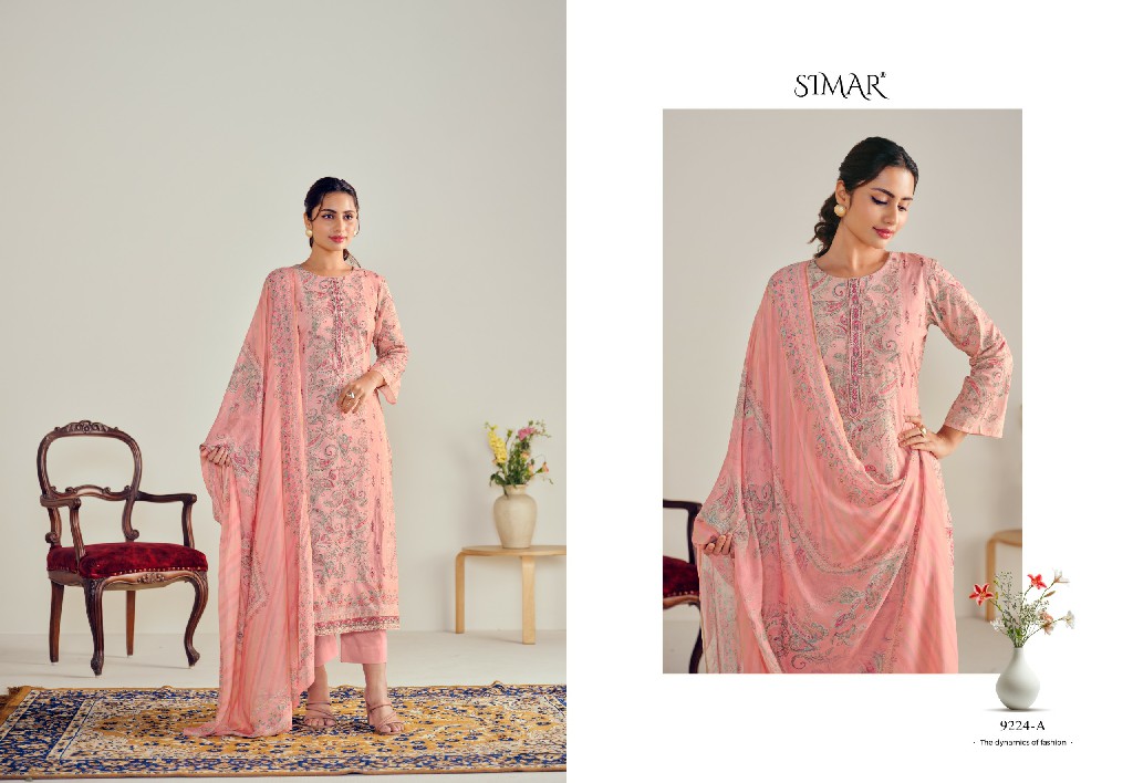 Glossy Simar Pehnava Wholesale Pure Lawn Cotton With Work Salwar Suits