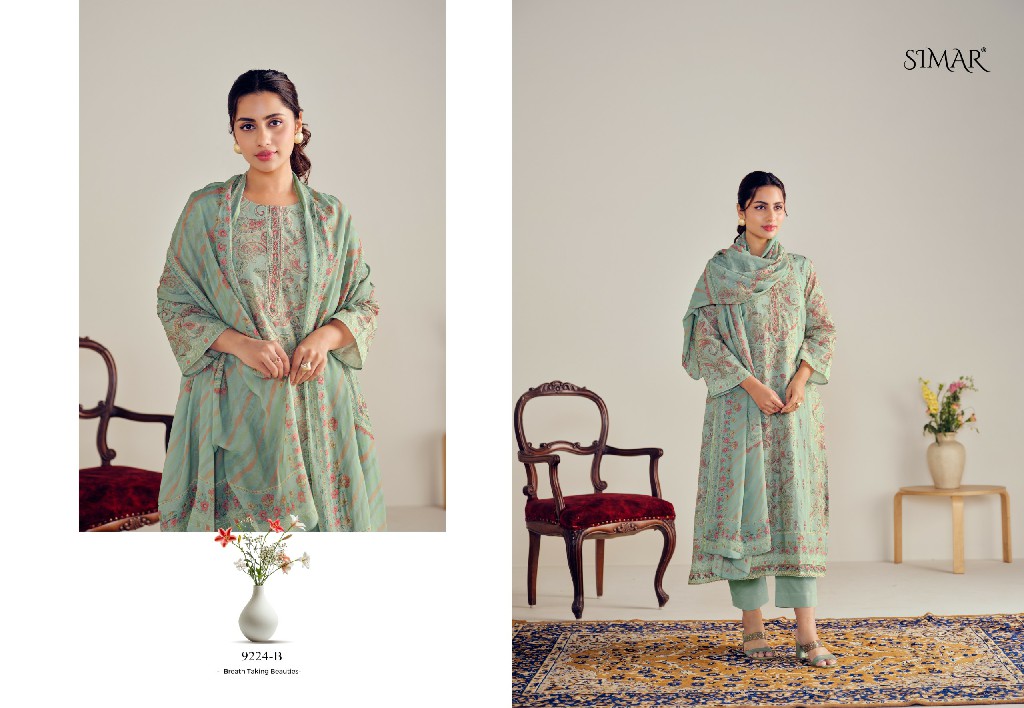 Glossy Simar Pehnava Wholesale Pure Lawn Cotton With Work Salwar Suits