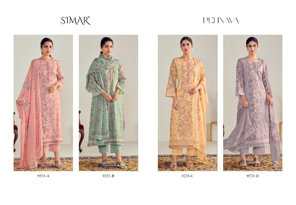 Glossy Simar Pehnava Wholesale Pure Lawn Cotton With Work Salwar Suits