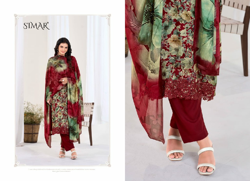 Glossy Simar Tabassum Wholesale Viscose Chinon With Embroidery Work Salwar Suits