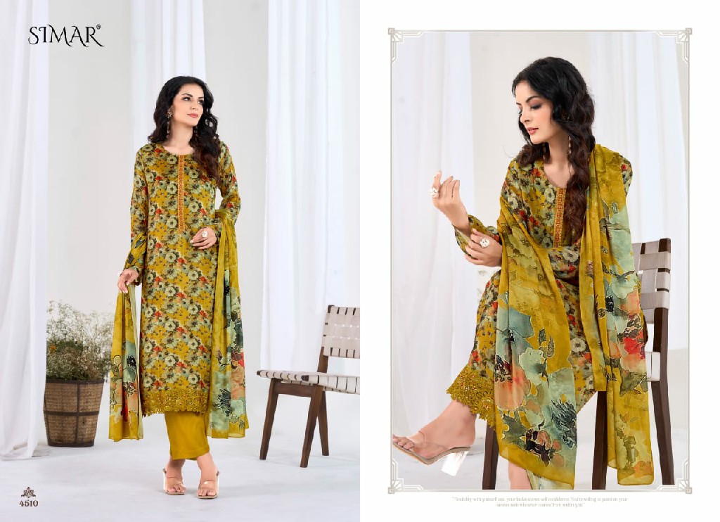 Glossy Simar Tabassum Wholesale Viscose Chinon With Embroidery Work Salwar Suits