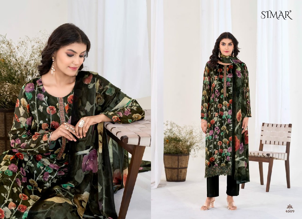 Glossy Simar Tabassum Wholesale Viscose Chinon With Embroidery Work Salwar Suits