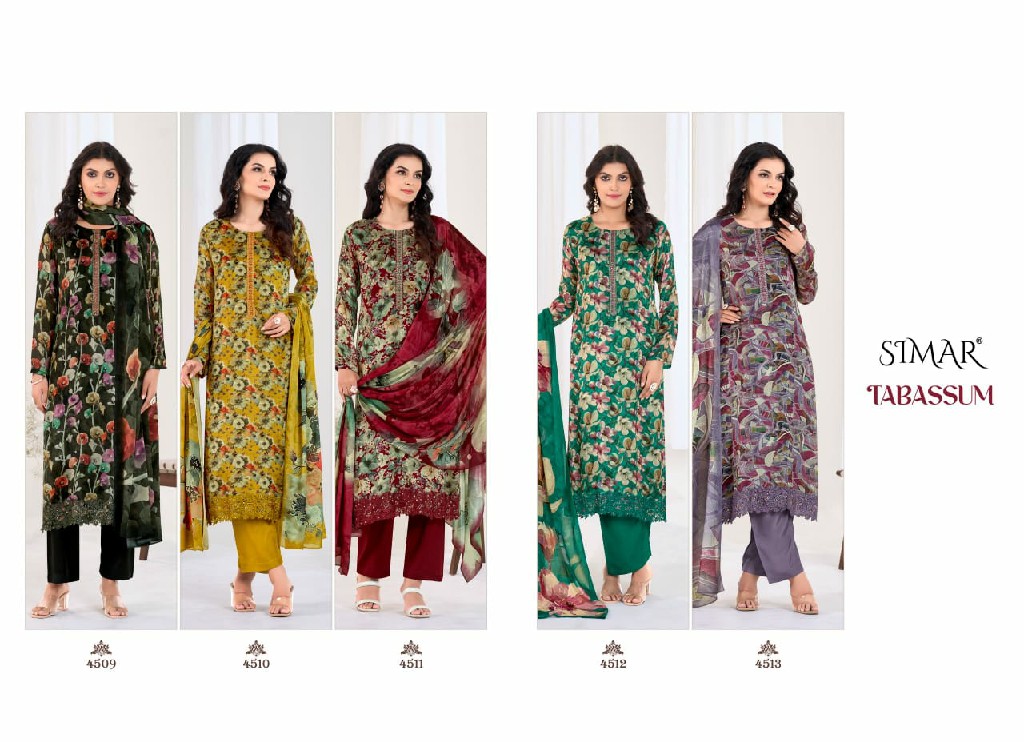 Glossy Simar Tabassum Wholesale Viscose Chinon With Embroidery Work Salwar Suits