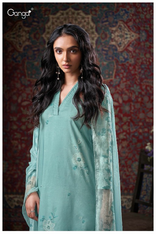 Ganga Eboni S3403 Wholesale Cotton Printed With Work Salwar Suits