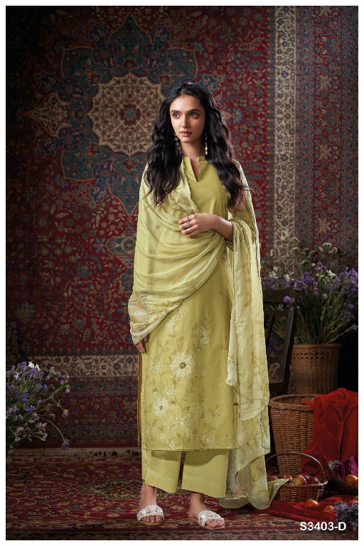 Ganga Eboni S3403 Wholesale Cotton Printed With Work Salwar Suits