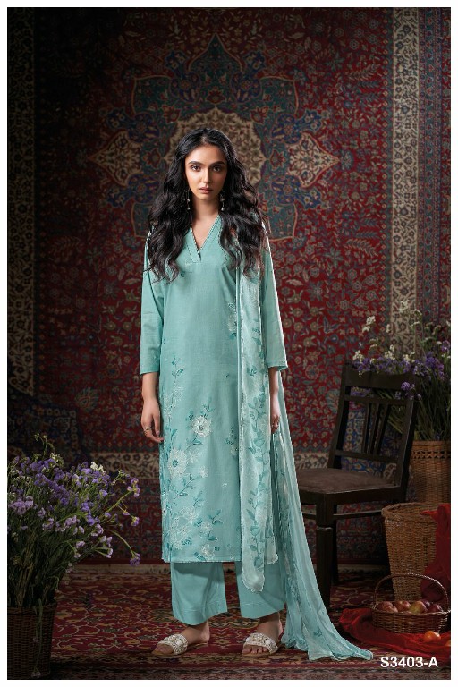 Ganga Eboni S3403 Wholesale Cotton Printed With Work Salwar Suits