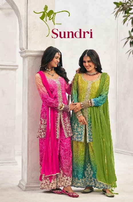 Radha Trendz Sundri Wholesale Chinon With Embroidery Work Free Size Stitched Suits
