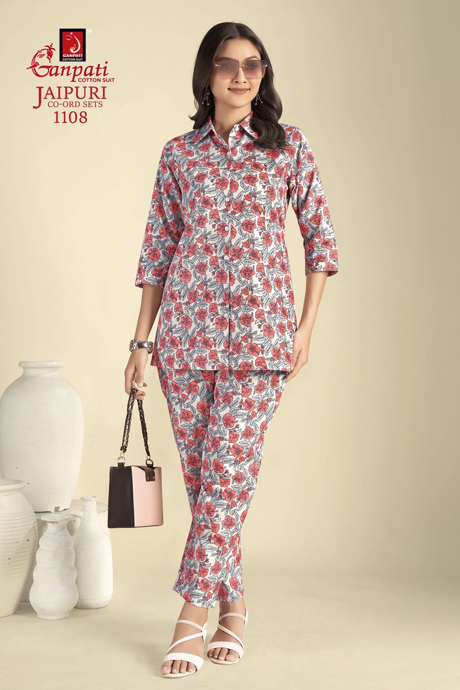 GANPATI COTTON JAIPURI CO-ORD VOL 11 FANCY CORD SET AMAZING DESIGNS TUNICS WITH PANT
