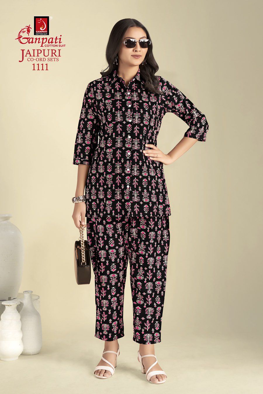 GANPATI COTTON JAIPURI CO-ORD VOL 11 FANCY CORD SET AMAZING DESIGNS TUNICS WITH PANT
