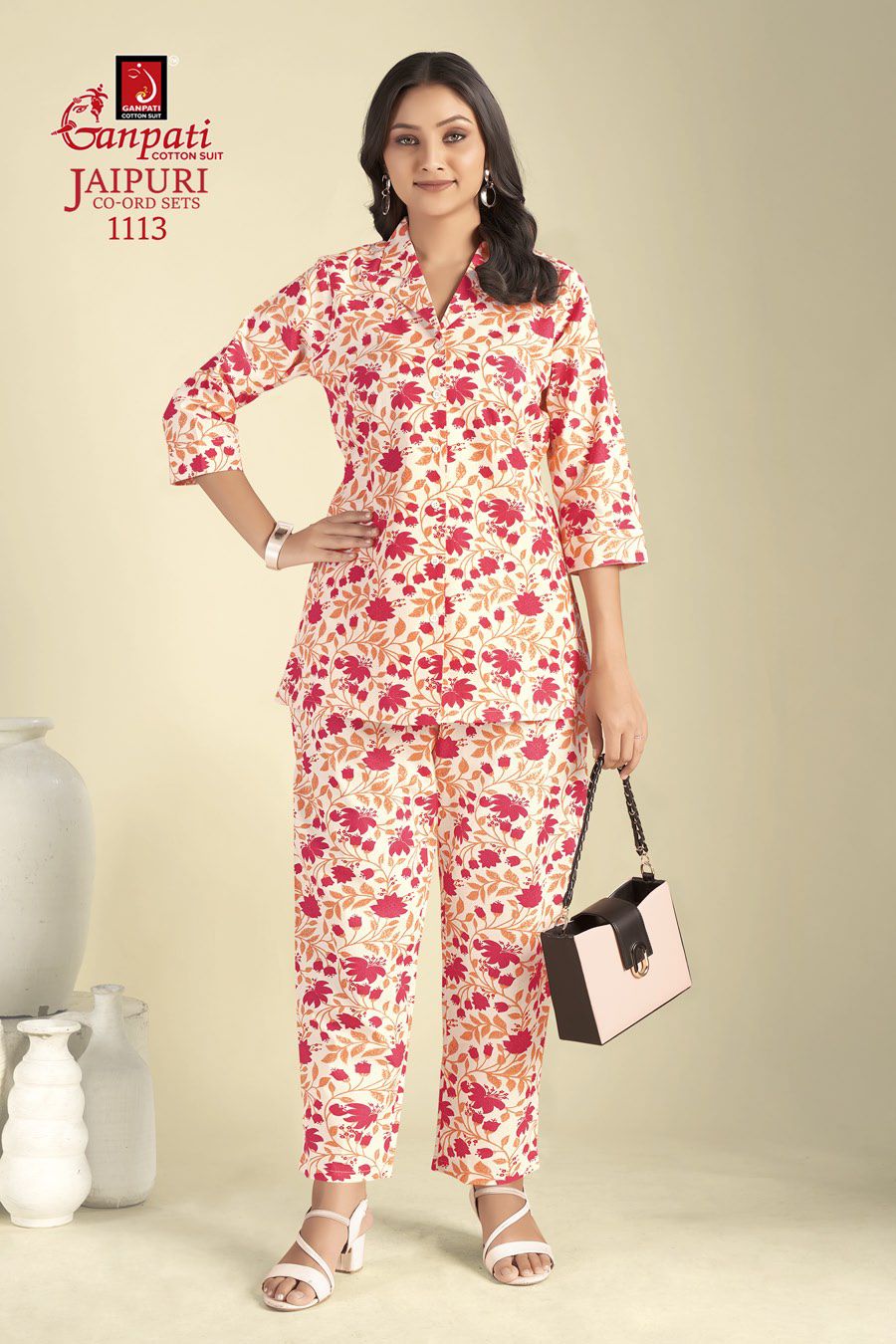 GANPATI COTTON JAIPURI CO-ORD VOL 11 FANCY CORD SET AMAZING DESIGNS TUNICS WITH PANT