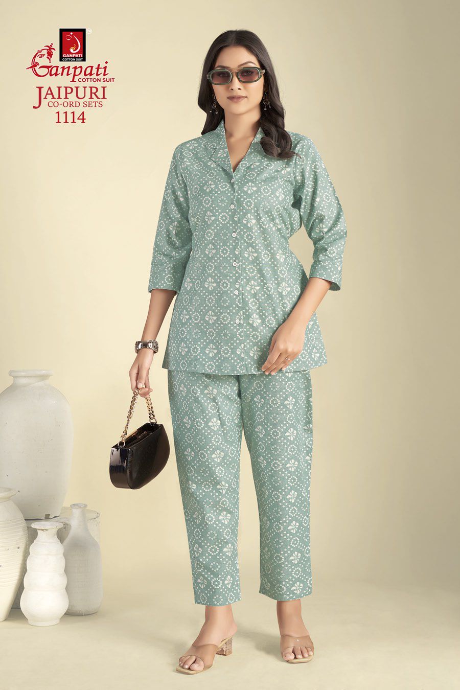 GANPATI COTTON JAIPURI CO-ORD VOL 11 FANCY CORD SET AMAZING DESIGNS TUNICS WITH PANT