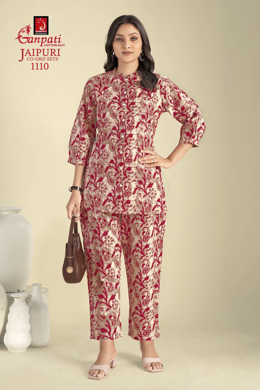 GANPATI COTTON JAIPURI CO-ORD VOL 11 FANCY CORD SET AMAZING DESIGNS TUNICS WITH PANT