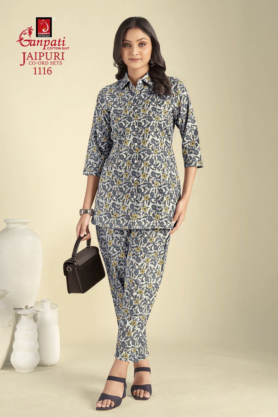 GANPATI COTTON JAIPURI CO-ORD VOL 11 FANCY CORD SET AMAZING DESIGNS TUNICS WITH PANT