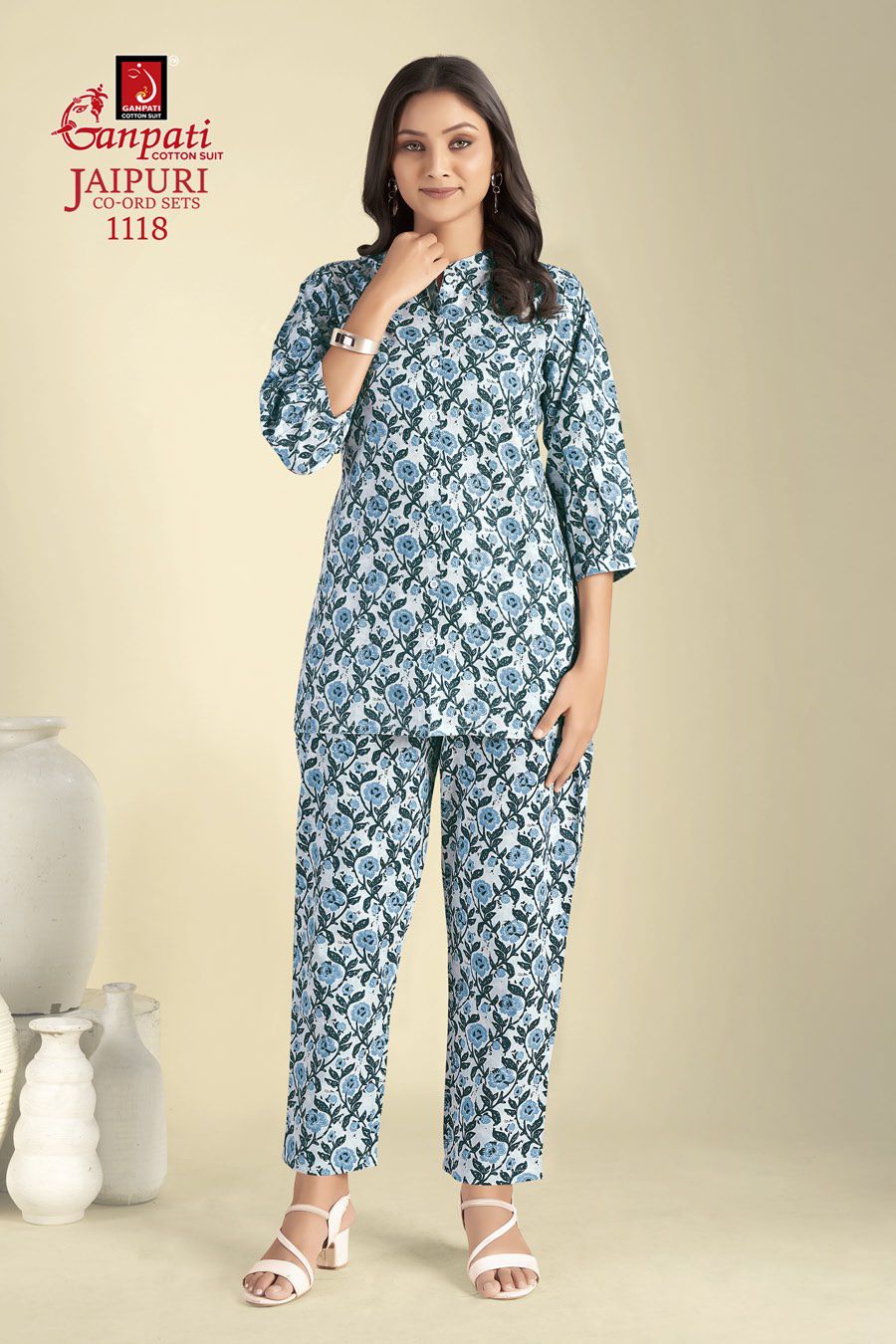 GANPATI COTTON JAIPURI CO-ORD VOL 11 FANCY CORD SET AMAZING DESIGNS TUNICS WITH PANT