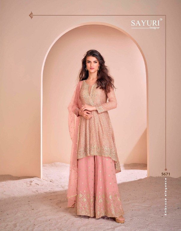 sayuri designer aayna nx georgette exclusive design full stitch plazzo dress