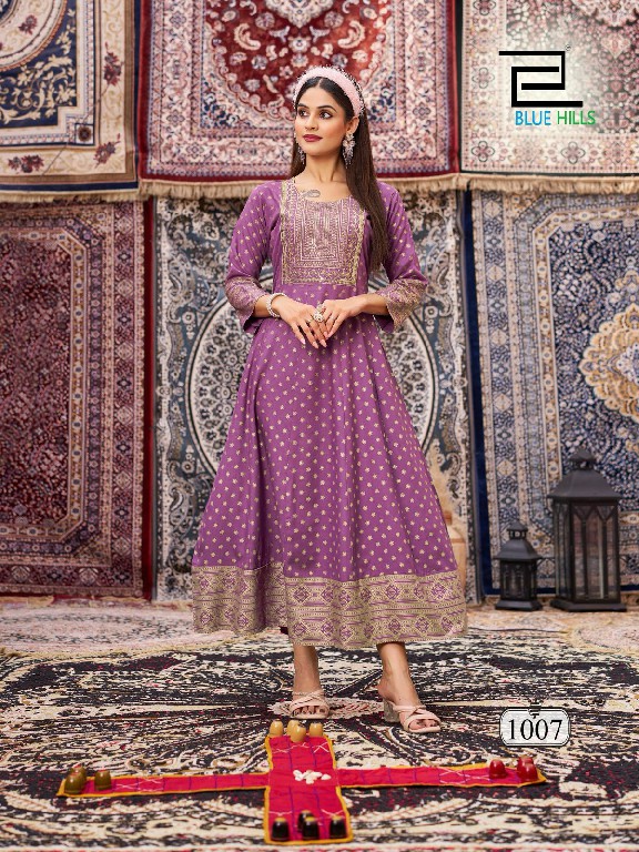 blue hills butterfly rayon anarkali style full stitch big size classic gown sets