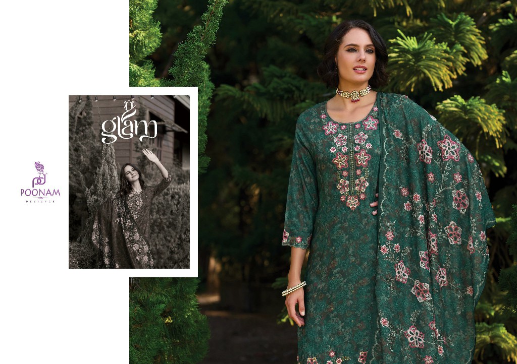 Poonam Glam Wholesale Muslin Digital Kurti With Pant And Dupatta