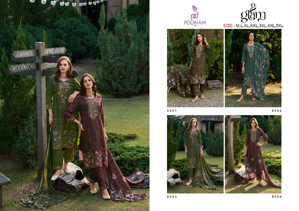 Poonam Glam Wholesale Muslin Digital Kurti With Pant And Dupatta