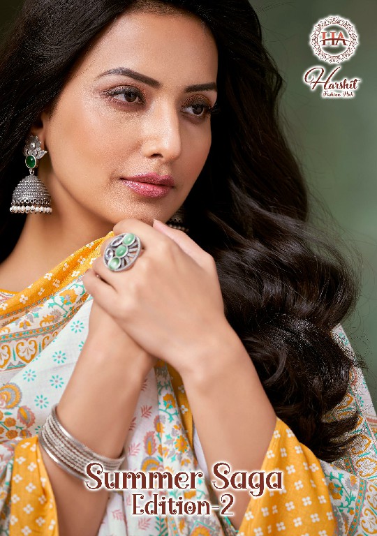 Harshit Summer Saga Vol-2 Wholesale Pure Cotton With Swarovski Diamond Work Dress Material