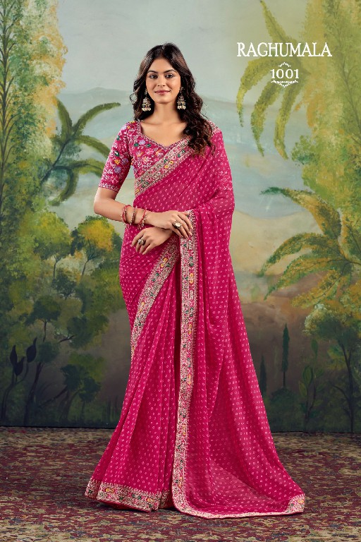 Stavan Raghumala Wholesale Heavy Georgette With Fancy Lace Party Wear Sarees