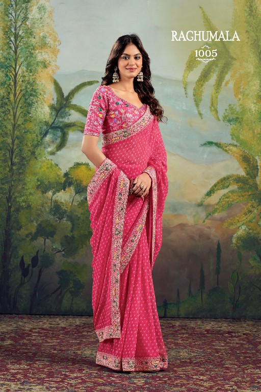 Stavan Raghumala Wholesale Heavy Georgette With Fancy Lace Party Wear Sarees