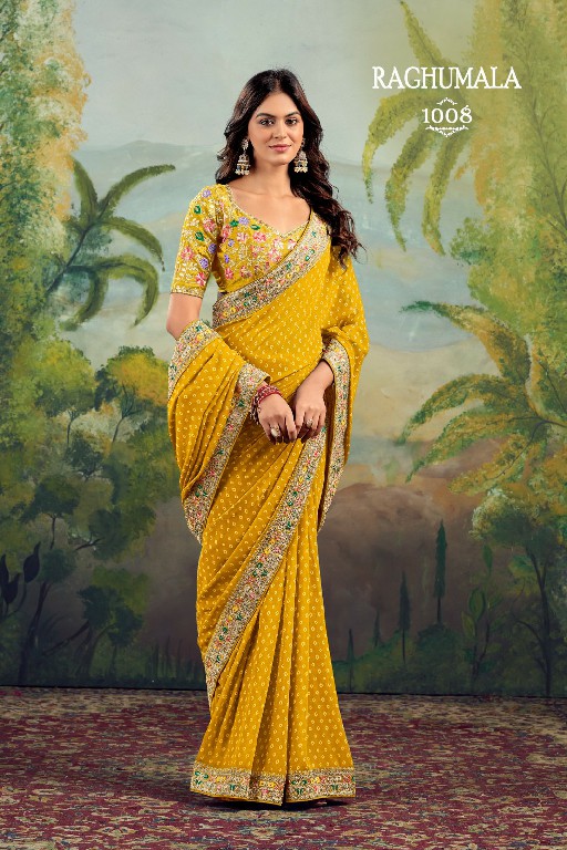 Stavan Raghumala Wholesale Heavy Georgette With Fancy Lace Party Wear Sarees