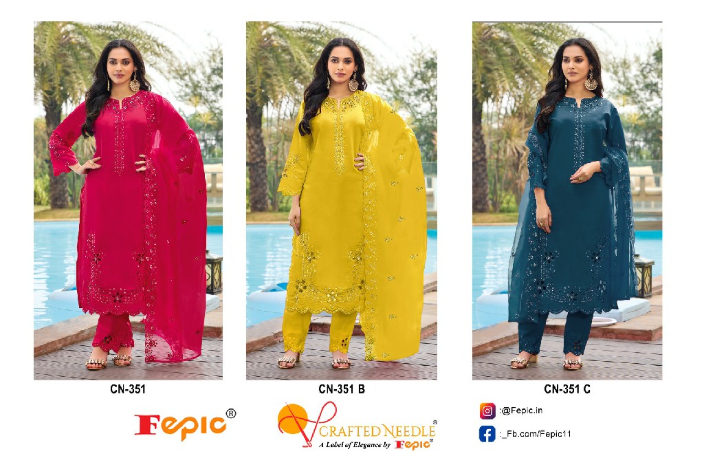 Fepic Crafted Needle CN-351 Wholesale Readymade Indian Pakistani Suits