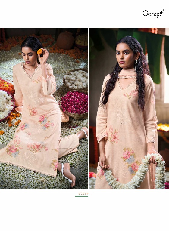 Ganga Daffodil Wholesale Cotton Linen With Hand Work Salwar Suits
