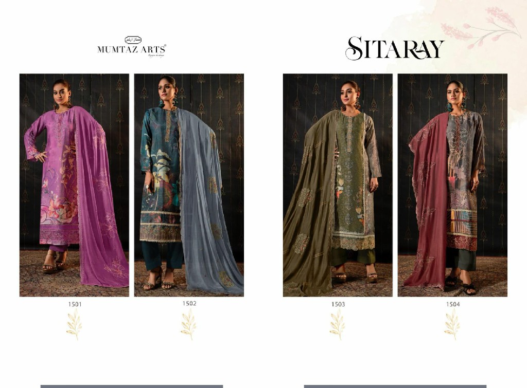 Mumtaz Arts Sitaray Wholesale Viscose Muslin With Embroidery Work Dress Material