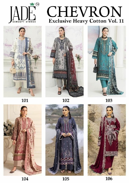 Jade Chevron Exclusive Heavy Cotton Vol-11 Wholesale Lawn Printed Dress Material