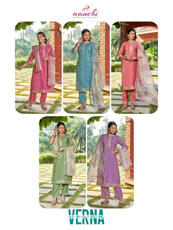 Aanchi Verna Wholesale 3 Piece Set Straight Concept Salwar Suits