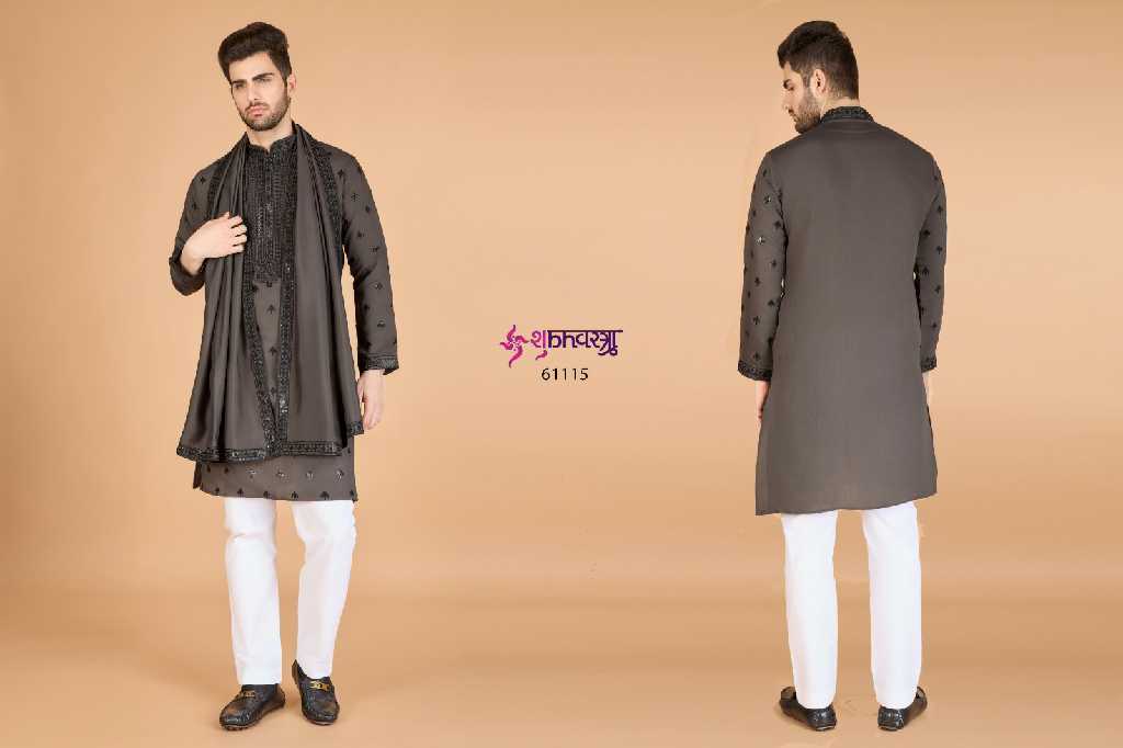 Shubhvastra Raj Vastra Wholesale Embroidered Mens Kurta With Dupatta